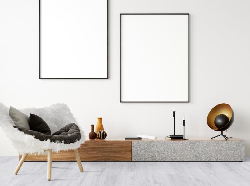 Gerflor Dekor Sunny White - Wohnzimmer Weiße Bilderrahmen