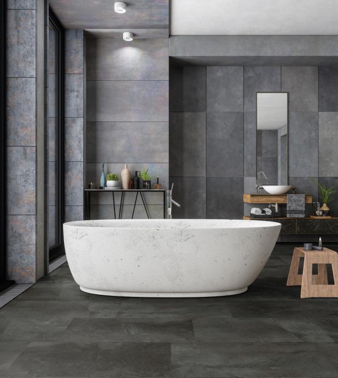 Gerflor Creation Shale black Badezimmer Wanne Gerflor Creation Shale black Badezimmer Wanne