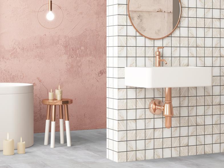 Gerflor Dekor Gotha Clear - Badezimmer mit pinker Optik