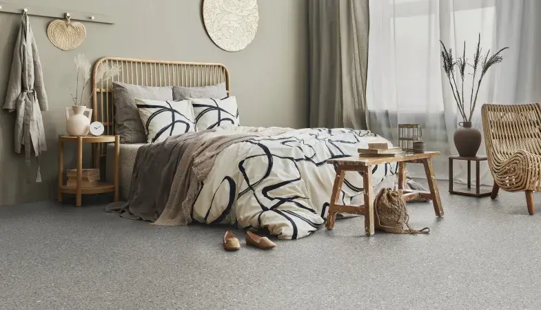 Gerflor Dekor Terrazino Mineral - Schlafzimmer in Holzoptik